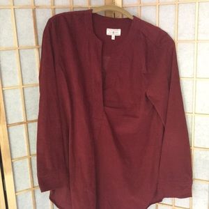 Maroon V Neck Velvet Blouse